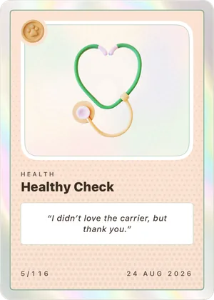 Healthy Check card, a stethoscope on peach stock