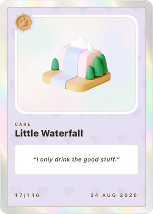 Little Waterfall card, legendary, on lavender stock