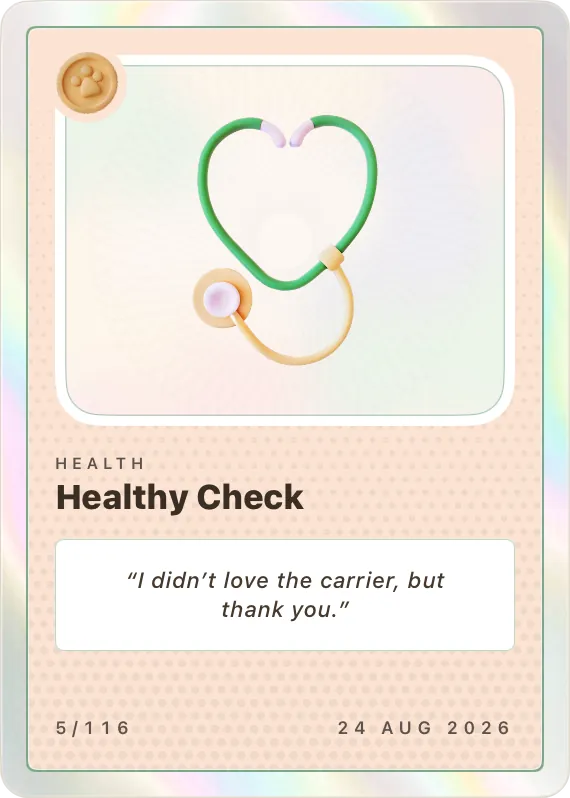 The Healthy Check card, a stethoscope on peach stock